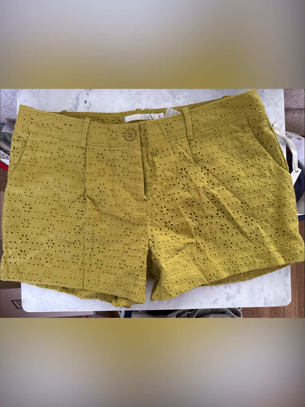 HAVE Eyelet Shorts in Mustard Yellow